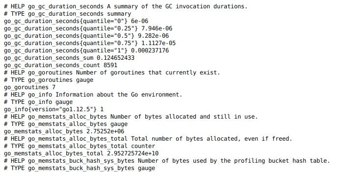 Example of metrics exposed by Node Exporter